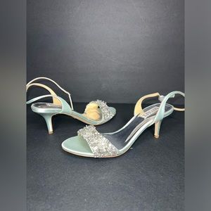 $275 Badgley Mischka Richelle Embellished Ankle Strap Heel Sandals Shoes  Size 8